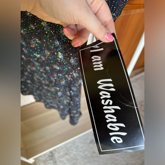 NWT Vintage 90s Y2K Casual Corner Sparkle Glitter Black Midi Cocktail Dress - Picture 7 of 9